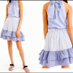 J Crew stripped ruffle skirt Size 8